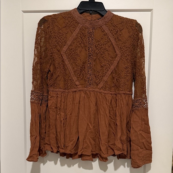 American Eagle Outfitters Rust Lace Blouse - Picture 1 of 5